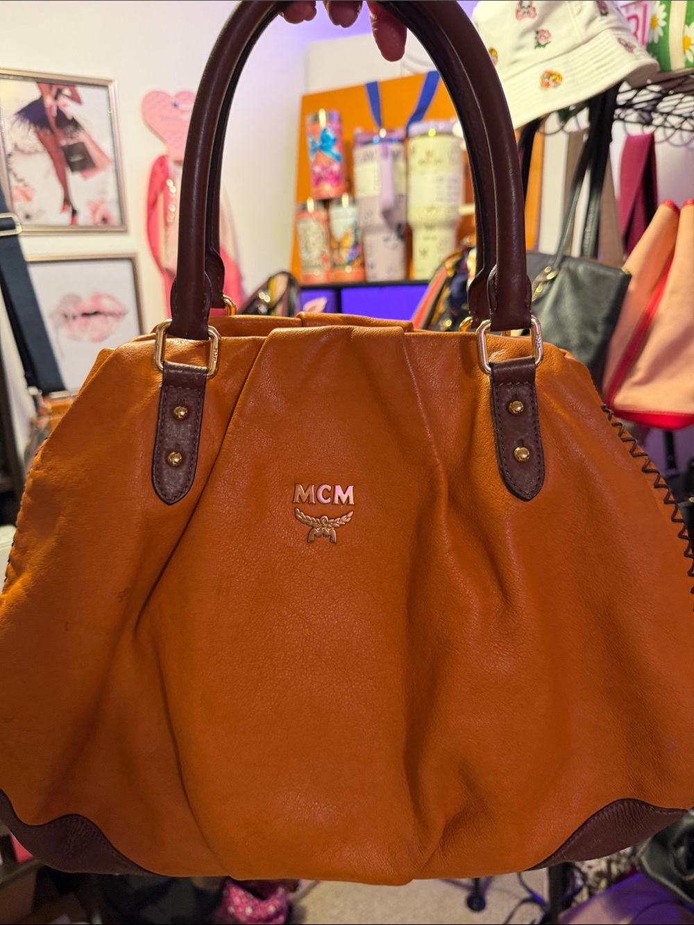 MCM - Cognac and Dark Brown Leather Tote